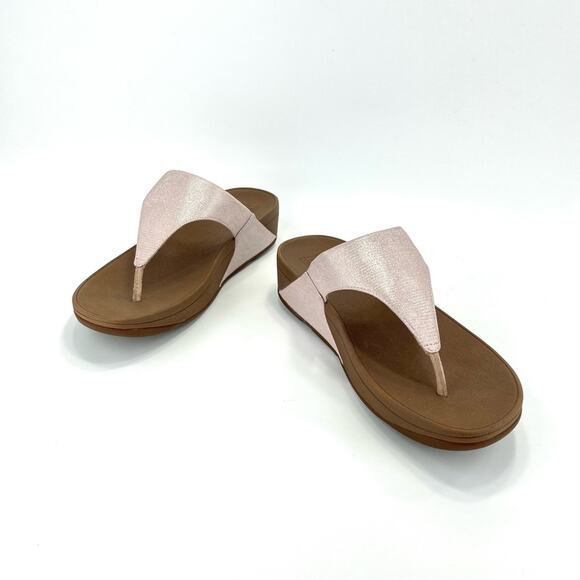 Fitflop Lulu Thong-Toe Sandal/Flip Flop Size 10 Rose Gold Arch Support Cushioned - Picture 2 of 16